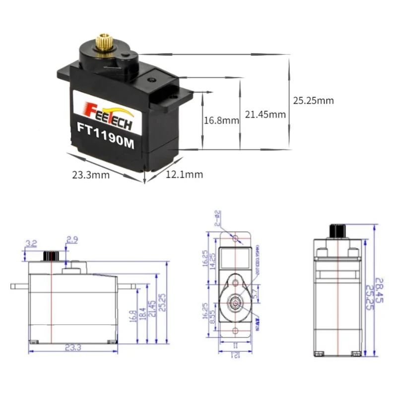 FEETECH FT1190M 4.8-6В 3.5кг М – обзор и цена Microbit Robot
